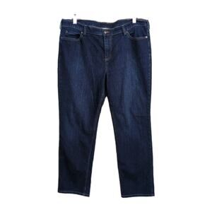 DULUTH TRADING CO Daily Denim Slim Leg Jeans Dark Wash Stretch Women's 18 x 29
